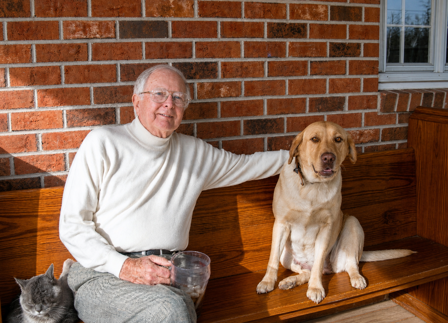 J.P. Jones sitting with his dog